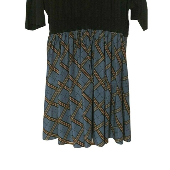 ❣️eShakti Pockets Plaid Mixed Media Half Sleeve Fall Office Career Twofer Dress - Picture 7 of 7